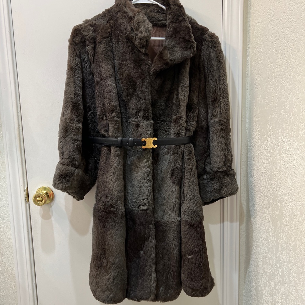 Genuine Fur coat rabbit fur brown